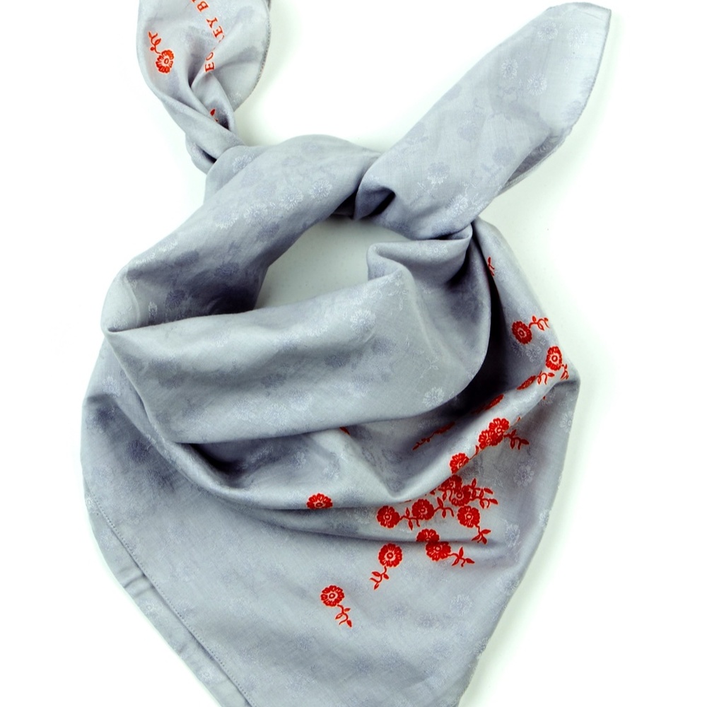 Geoffrey Beene - Cotton Silk Blend Jacquard Square Scarf SILVER